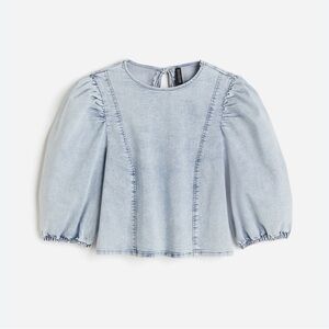 H&M PUFF-SLEEVED DENIM TOP
